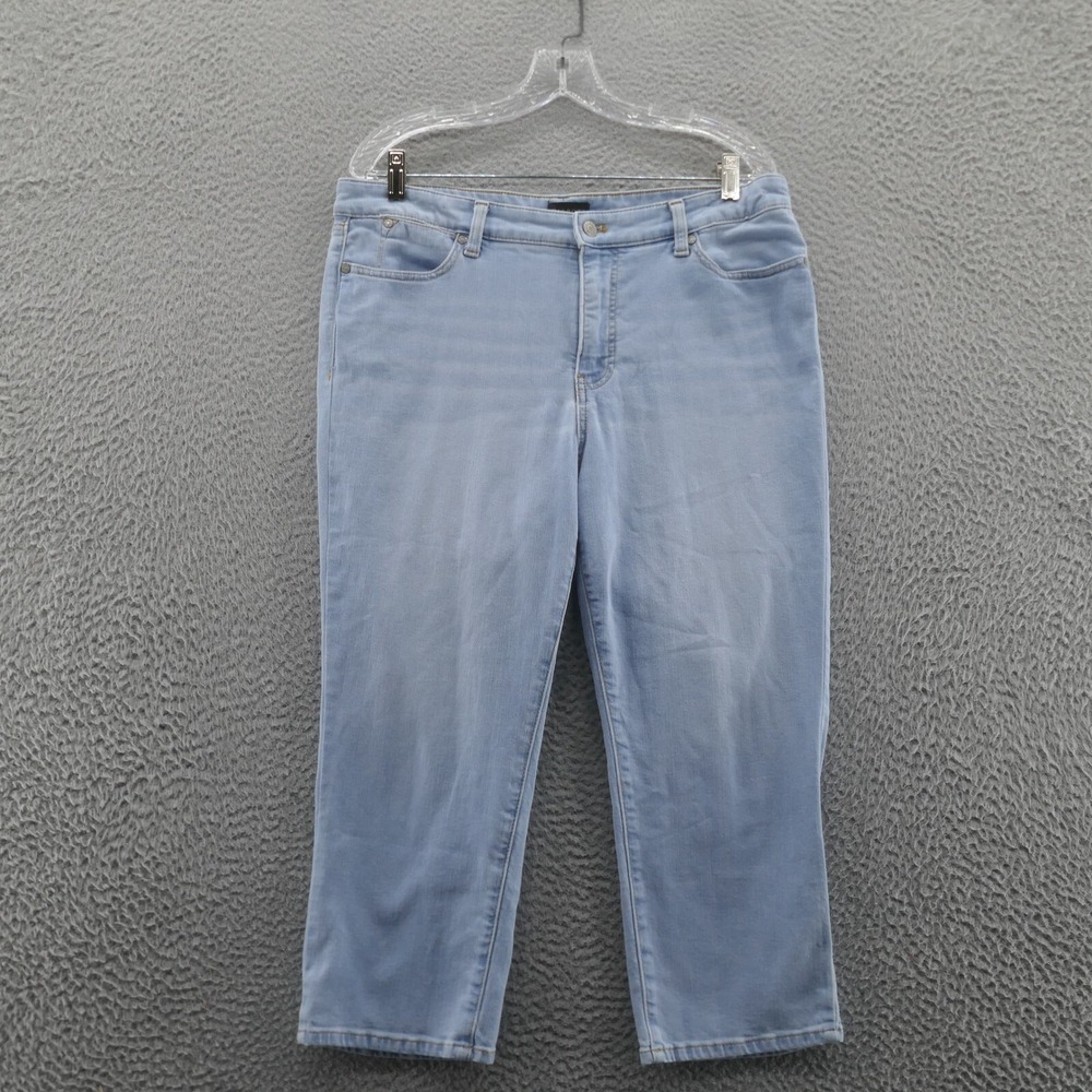 Talbots Straight Leg Crop Jeans 10 Blue Womens Light Wash Stretch Denim Mid Rise
